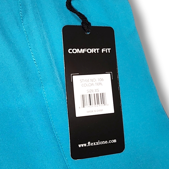 Flexxione Teal Medical/Nurse Scrub Top XS V-Neck Multiple Pocket Comfortable Fit - Picture 10 of 12